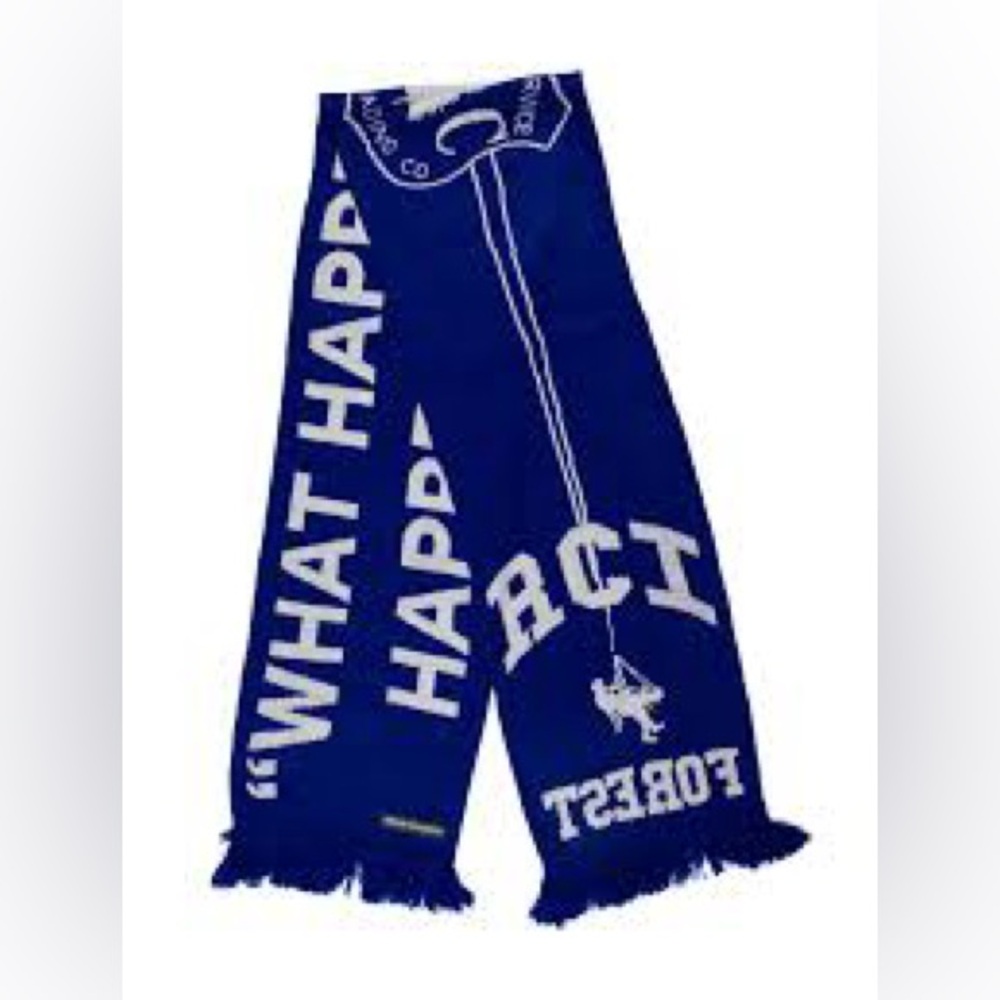 Reese Cooper Blue ACI Scarf with White Text patterned